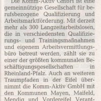 Landrat ist dankbar - Rhein-Zeitung 26.09.11 - Landrat ist dankbar - Rhein-Zeitung 26.09.11
Lob Besonderer Einsatz der Komm-Aktiv GmbH